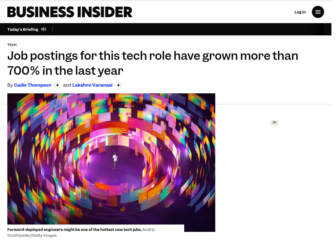 Business Insider 기사 캡처 — Job postings for this tech role have grown more than 700% in the last year